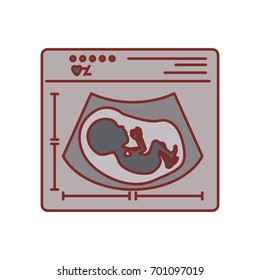 color silhouette with thick contour of ultrasound of baby vector illustration