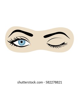 Color Silhouette With Wink Woman Eye Vector Illustration