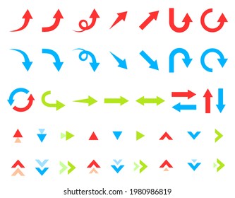 Conjunto de ilustraciones de vectores de flecha simple de color