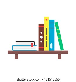 color simple book shelf. concept of abstract brochure, advertise, album, home reader template, university, encyclopedia. flat style trend modern logotype design vector illustration on white background