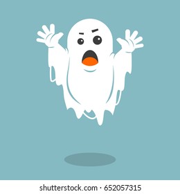 Color simple flat art vector illustration of a frightening ghost