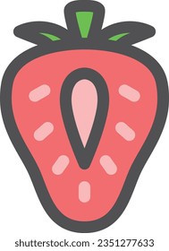 Color simple fruit single item icon strawberry cross section