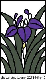 Color simple Hanafuda iris Moriwaka Satsuki May iris scum