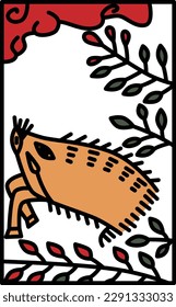 Color Simple Hanafuda Moon Moon Hagi Boar July Hagi and Boar