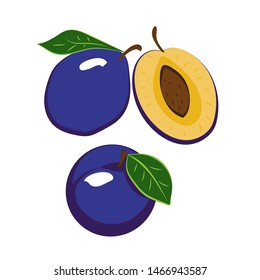 Color simple plum set with leves