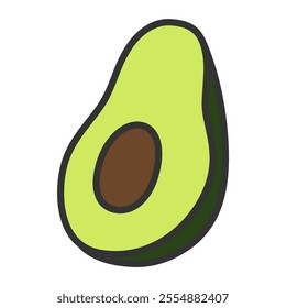 Color single fruit icon avocado