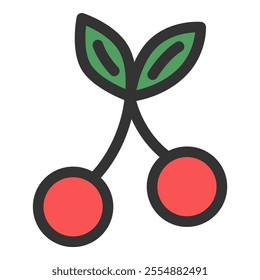 Color single fruit icon cherry