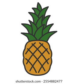 Color single fruit icon pineapple