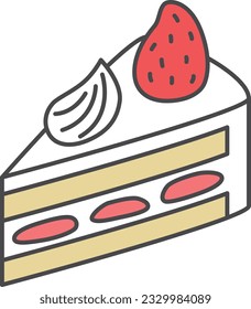 Color single icon illustration of sweets Shortcake