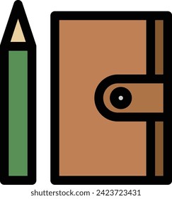 Color single icons of items necessary for disaster prevention: paper and pen
