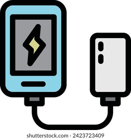 Color single item icon of items necessary for disaster prevention: Mobile battery