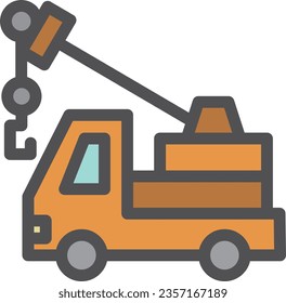 Icono de color de un solo elemento para un vehículo simple Crane truck