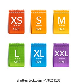 Color Size Clothing Labels Set. Vector illustration