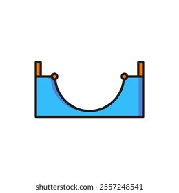 Color Skate park icon isolated on white background. Set of ramp, roller, stairs for a skatepark. Extreme sport. Flat filled outline style with shadow. Vector