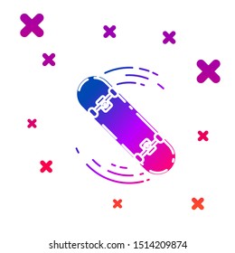 Color Skateboard trick icon isolated on white background. Extreme sport. Sport equipment. Gradient random dynamic shapes. Vector Illustration