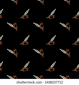 Color skeleton hand and beer seamless pattern