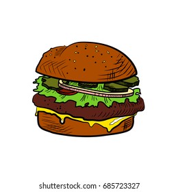 Color Sketch cheeseburger