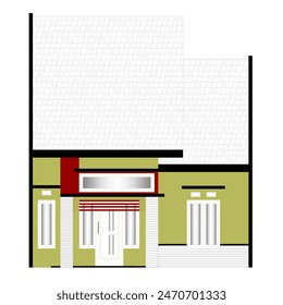 color sketch of front view and elevation of a small residence