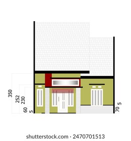 color sketch of front view and elevation of a small residence