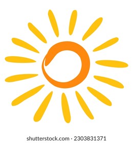 Color sketch of sun. Hand drawn icon of summer symbol. Stylized sun flat vector illustration.