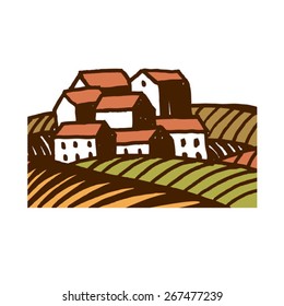color sketch Tuscany  landscape 