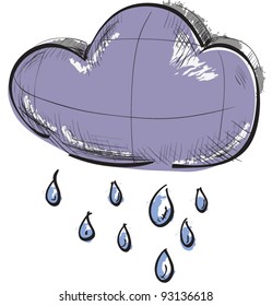 Color sketch weather icons:cloud with strong rain
