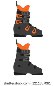 Color Ski Boots. Vector Illustration