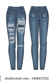 color skinny jeans decorated in grunge style