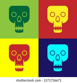 Color Skull icon isolated on color background. Happy Halloween party.  Vector Illustration