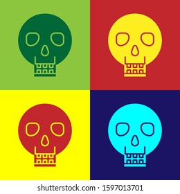 Color Skull icon isolated on color background. Happy Halloween party.  Vector Illustration