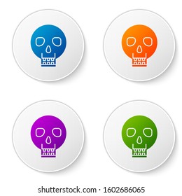 Color Skull icon isolated on white background. Happy Halloween party. Set icons in circle buttons. Vector Illustration