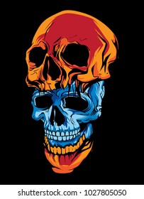 color skull illustration ornament hand drawn