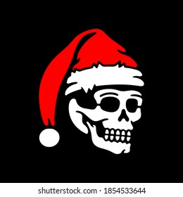 color skull in a new year's hat on a black background