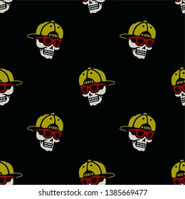 Color skull sunglasses seamless pattern