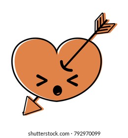 color sleeping heart with arrow kawaii character
