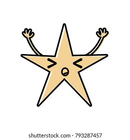 color sleeping shiny star kawaii with arms