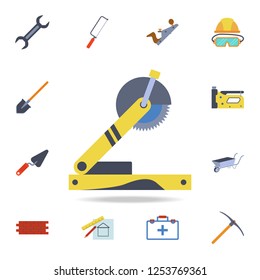 color Sliding Saw icon. Detailed set of color construction tools. Premium graphic design. One of the collection icons for websites, web design, mobile app