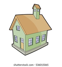 color small house with chimney-vector drawing