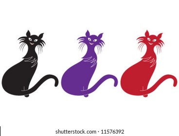 Color smart cats are smiling