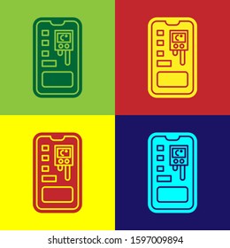 Color Smart control farming system mobile application icon isolated on color background.  Vector Illustration