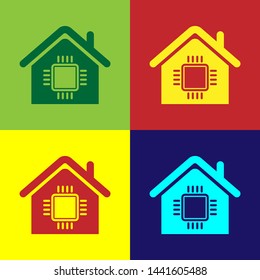 Color Smart home icon isolated on color backgrounds. Remote control. Vector Illustration