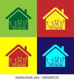 Color Smart home icon isolated on color backgrounds. Remote control. Vector Illustration