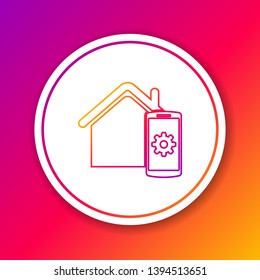 Color Smart home - remote control system line icon isolated on color background. Circle white button. Vector Illustration