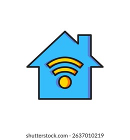 Color Smart home with wi-fi icon isolated on white background. Remote control. Flat filled outline style with shadow. Vector