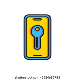 Color Smart key icon isolated on white background. Flat filled outline style with shadow. Vector