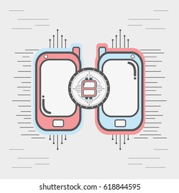 color smartphone icon circuit bitcoin money currency