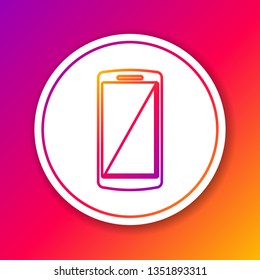 Color Smartphone, mobile phone line icon isolated on color background. Circle white button. Vector Illustration