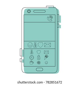 color smartphone technology with chat emojis design