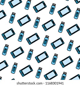 color smartphone and usb memory technology background