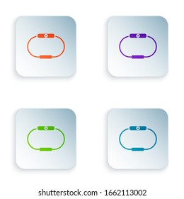 Color Smartwatch icon isolated on white background. Set colorful icons in square buttons. Vector Illustration